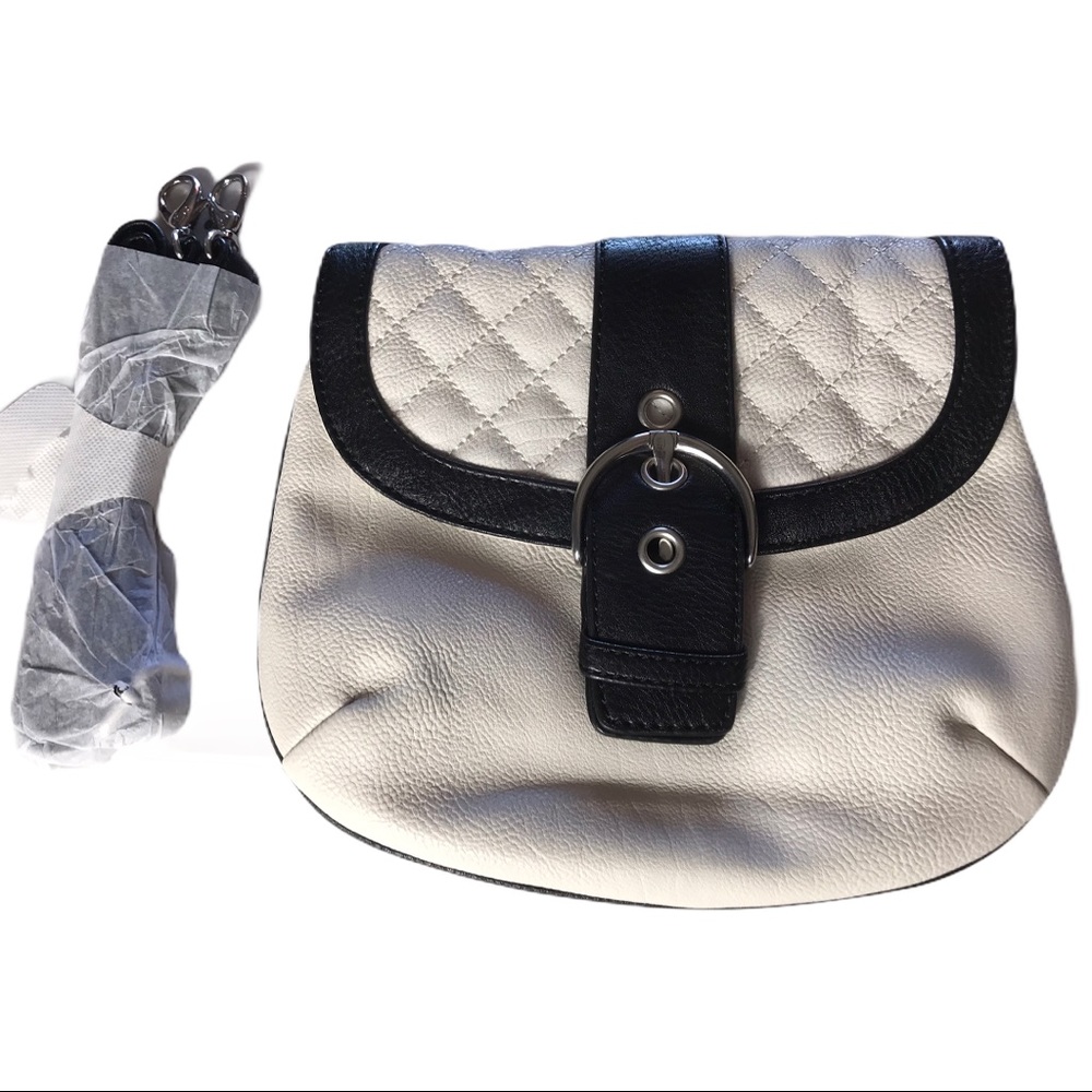 GRACE ADELE clutch off white black buckle nwot